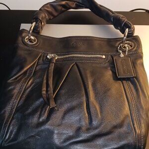 COACH BLACK LEATHER TOTE SHOULDER BAG